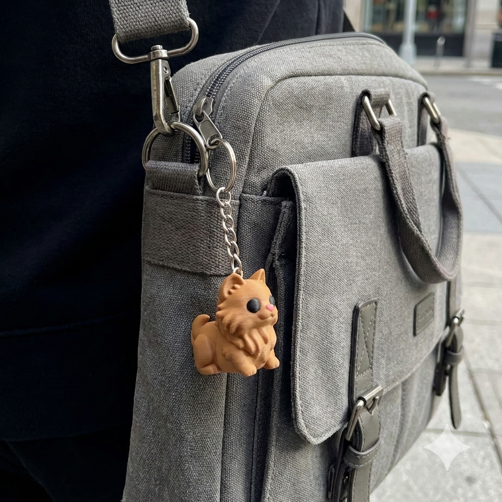 3D Printed Flexible Keychain | Fluffy Cat