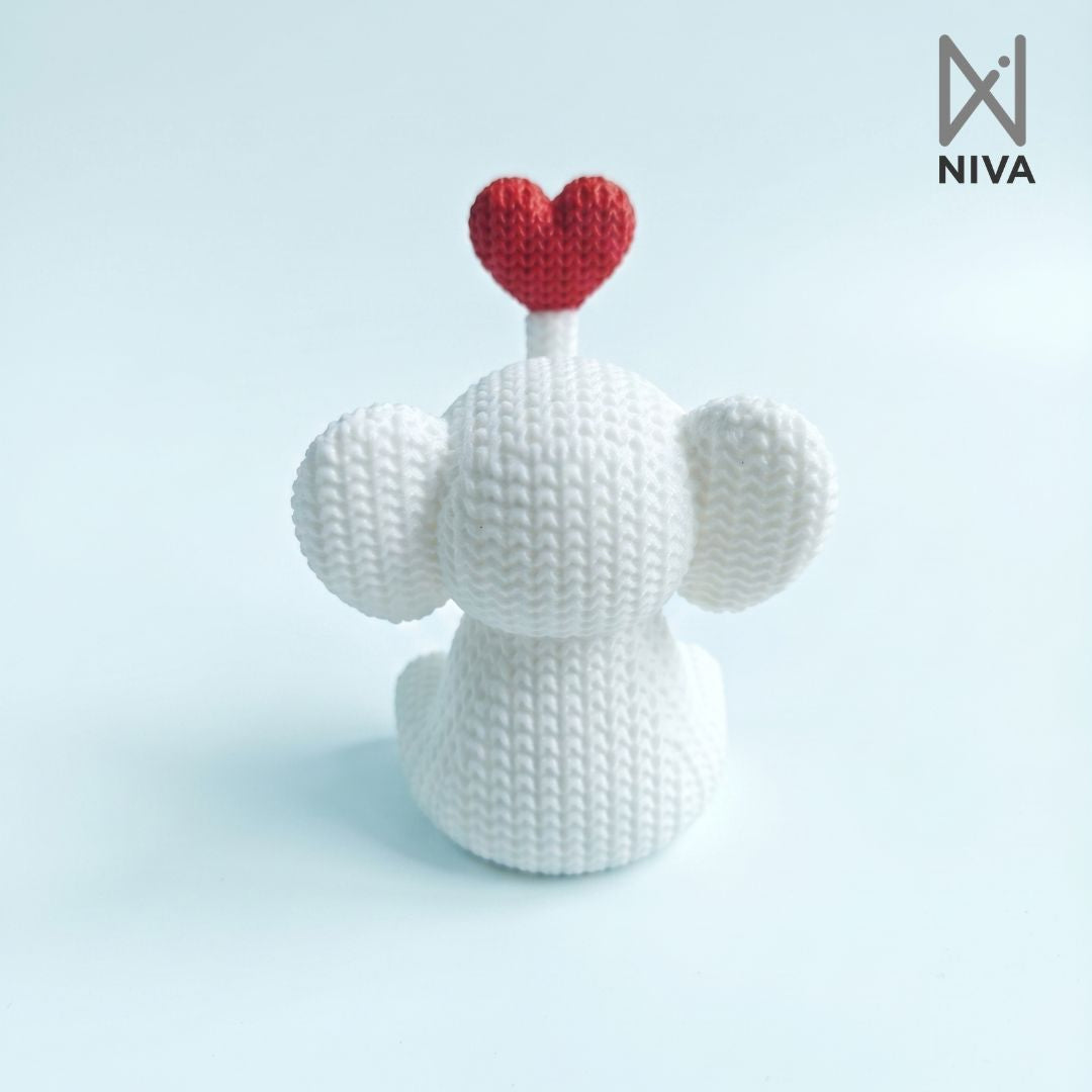 3D Printed Desk Buddy | Cute Knitted Heart Elephant Buddy