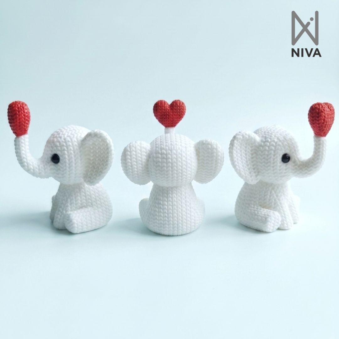 3D Printed Desk Buddy | Cute Knitted Heart Elephant Buddy