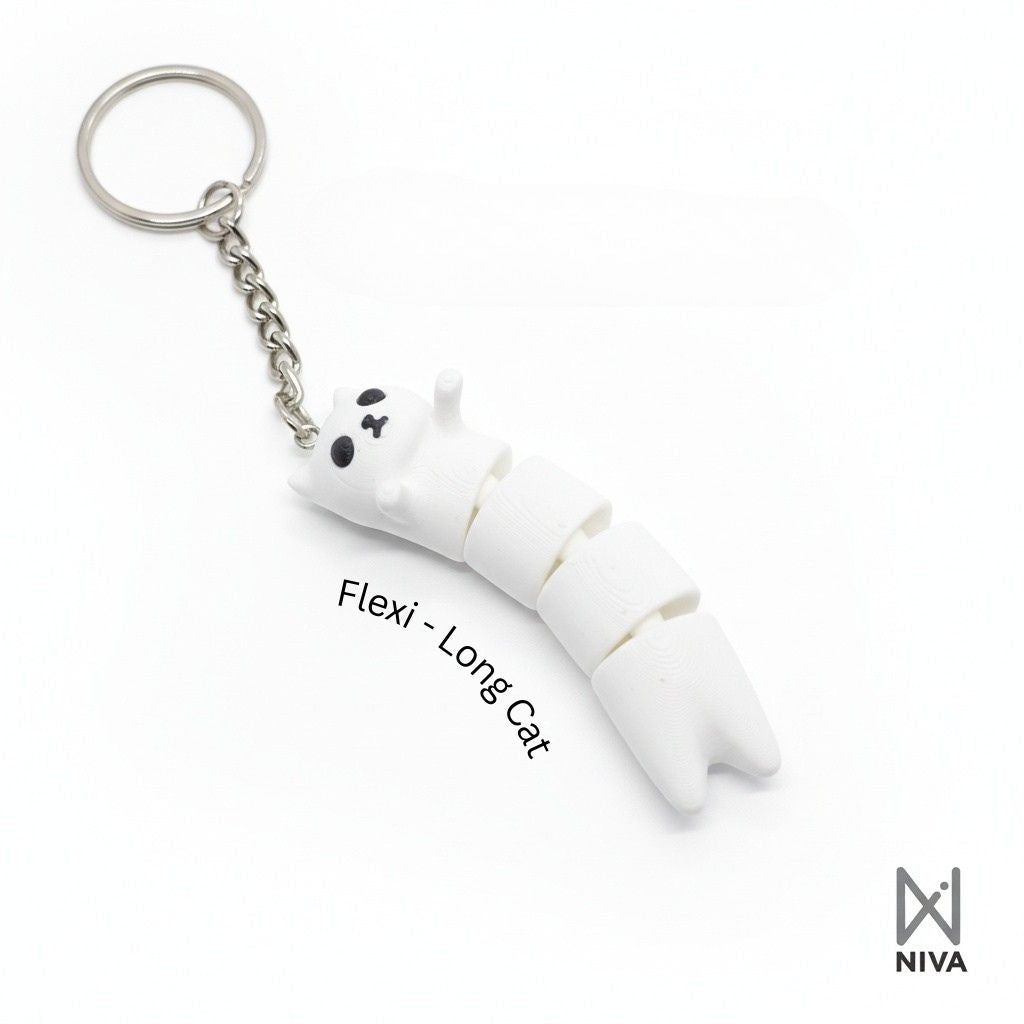 3D Printed Flexible Keychain | Long Cat