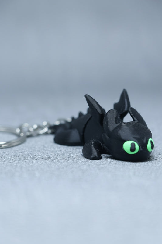 3D Printed Flexible Keychain Set of 2 | Night Fury (Baby Toothless)