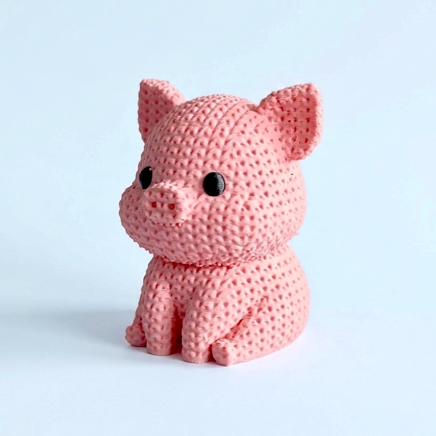 3D Printed Desk Buddy | Knitted Pig