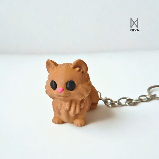 3D Printed Flexible Keychain | Fluffy Cat